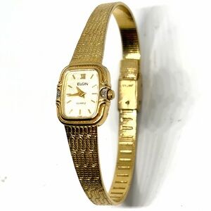 Vintage Elgin Gold Crystal Dial 80s Ladies Quartz Watch WORKING New Battery